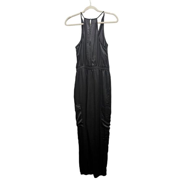 New! Steve Madden Crinkle Satin Sleeveless Cowl Neck Cargo Jumpsuit, M - Picture 10 of 16